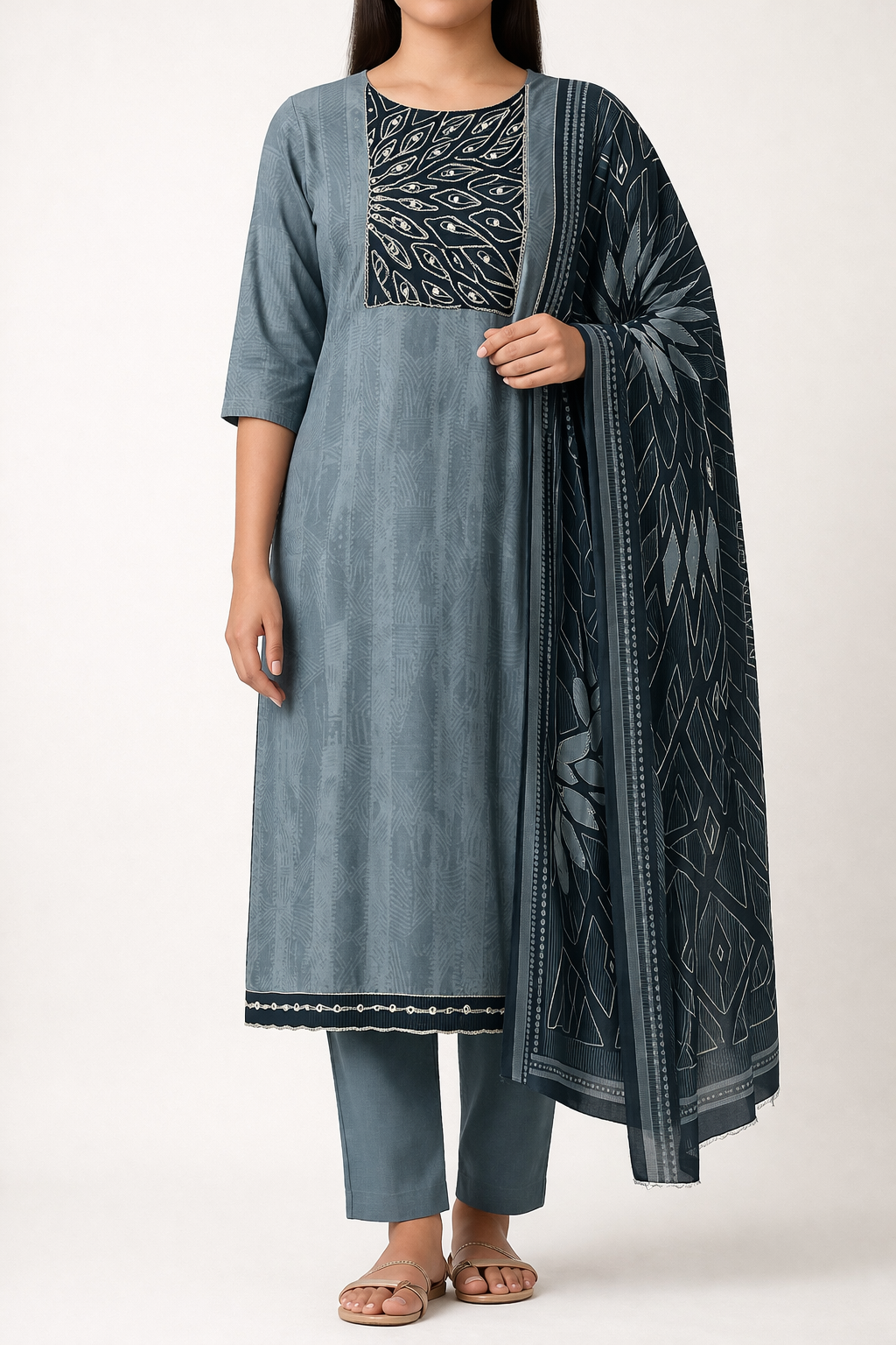Muslin Jal Radiance Unstitched Suit Set