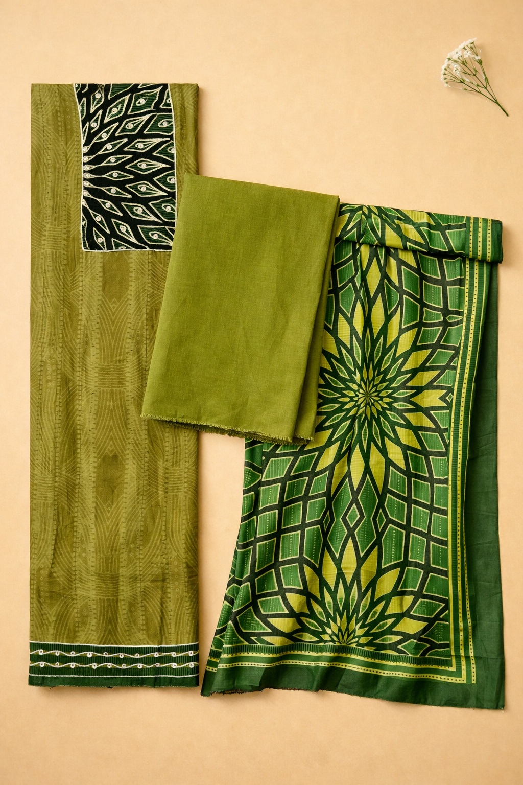 Muslin Jal Radiance Unstitched Suit Set