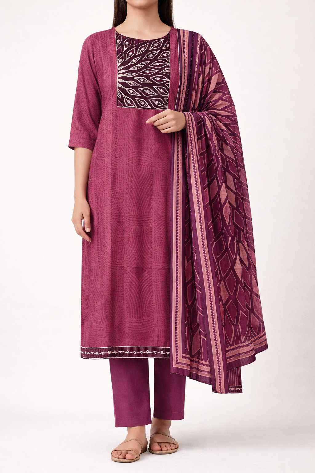 Muslin Jal Radiance Unstitched Suit Set