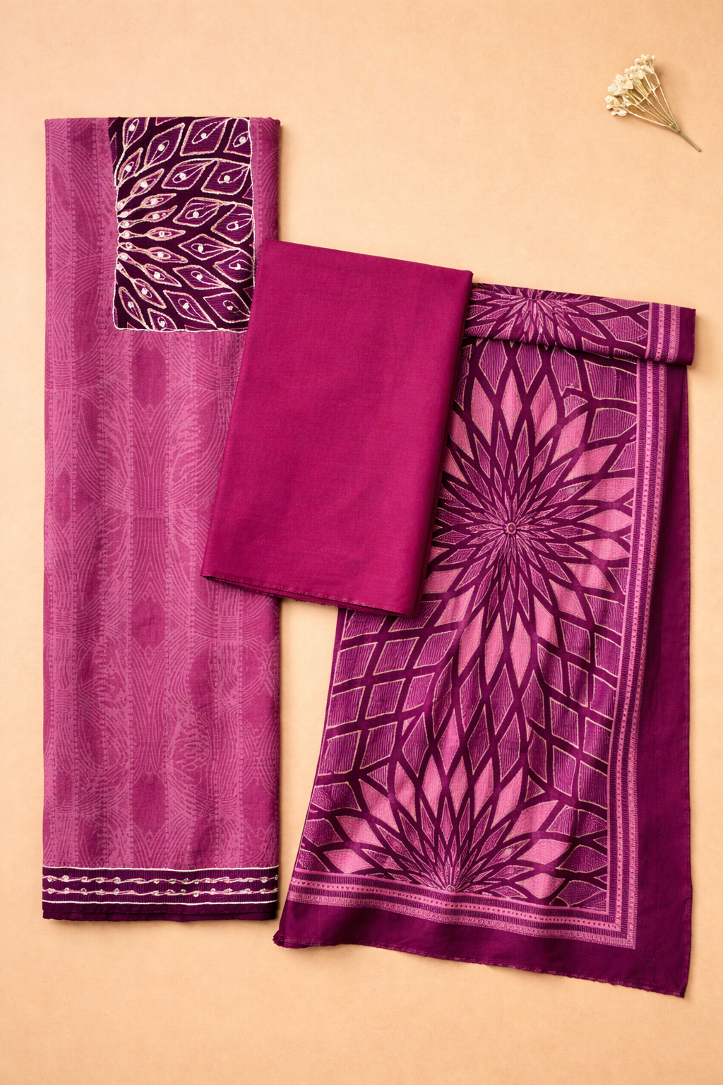 Muslin Jal Radiance Unstitched Suit Set