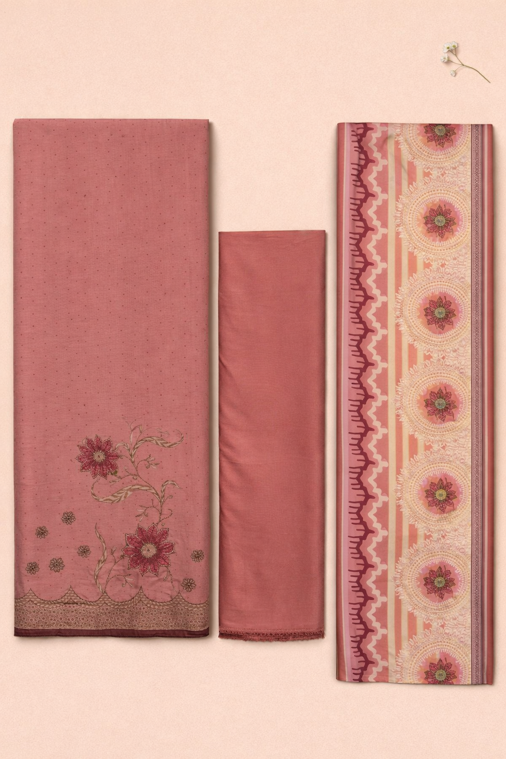 Zehra Muslin Foil Kaarigari Unstitched Suit Set