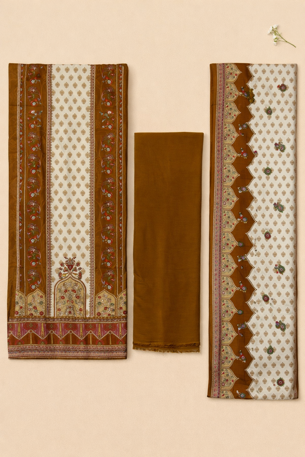 Ruhani Roman Silk Kaarigari Unstitched Suit Set