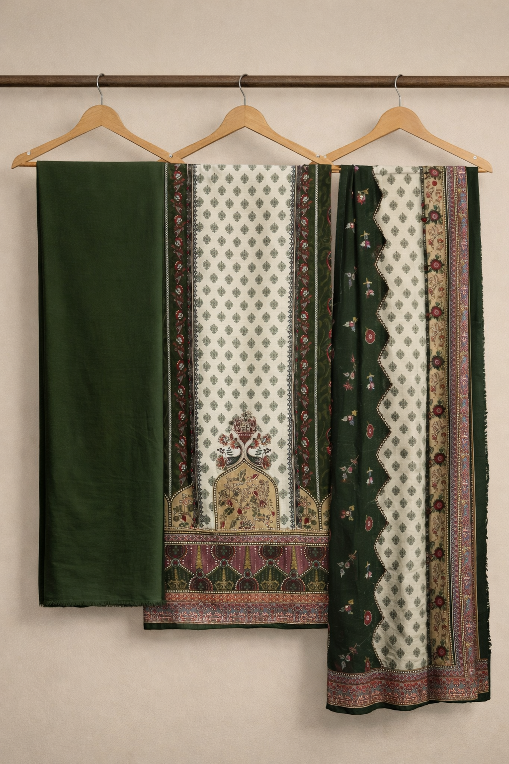 Ruhani Roman Silk Kaarigari Unstitched Suit Set