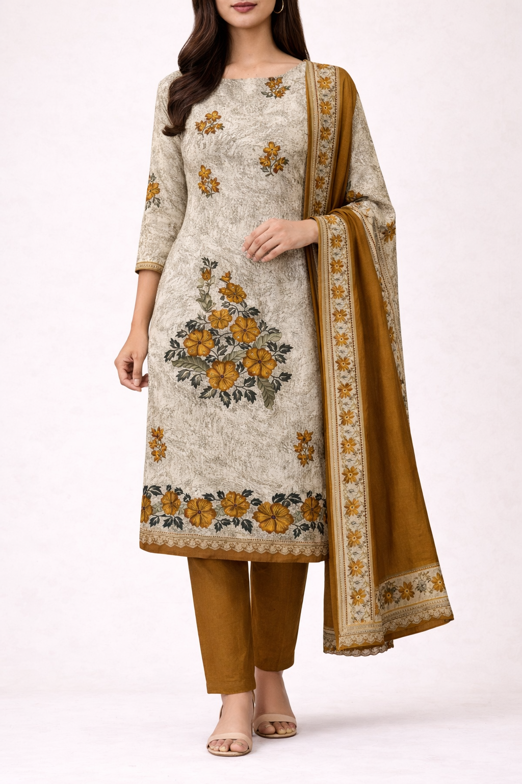 Roman Ethnic Heritage Unstitched Suit Set