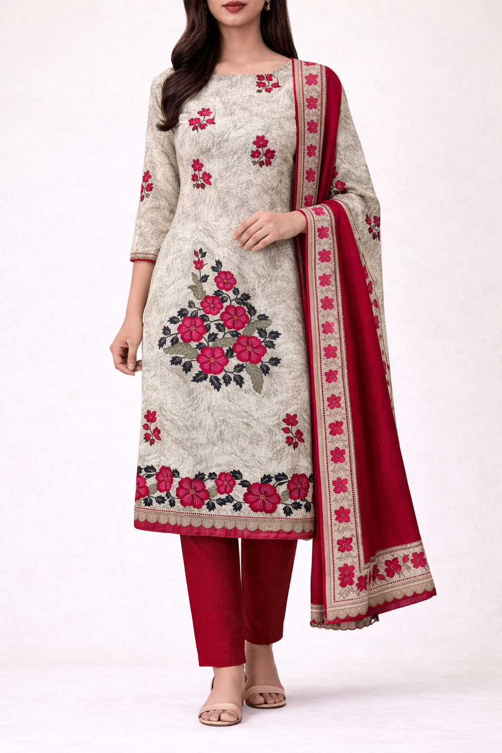 Roman Ethnic Heritage Unstitched Suit Set
