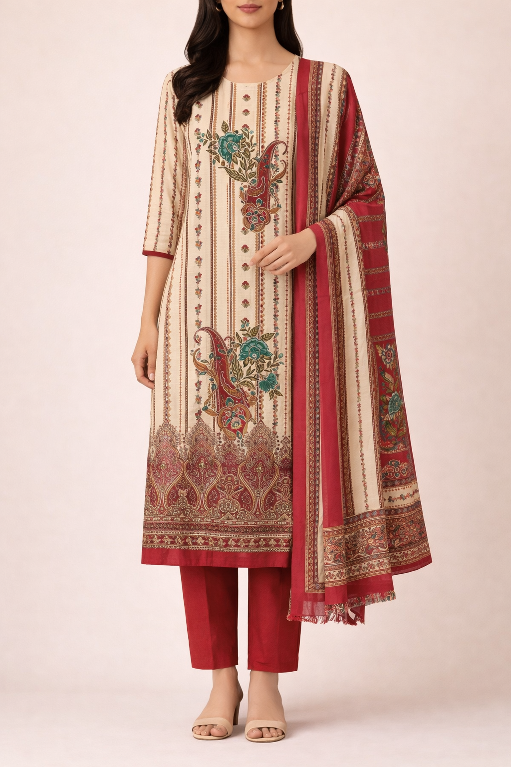 Modal Ari Elegance Unstitched Suit Set