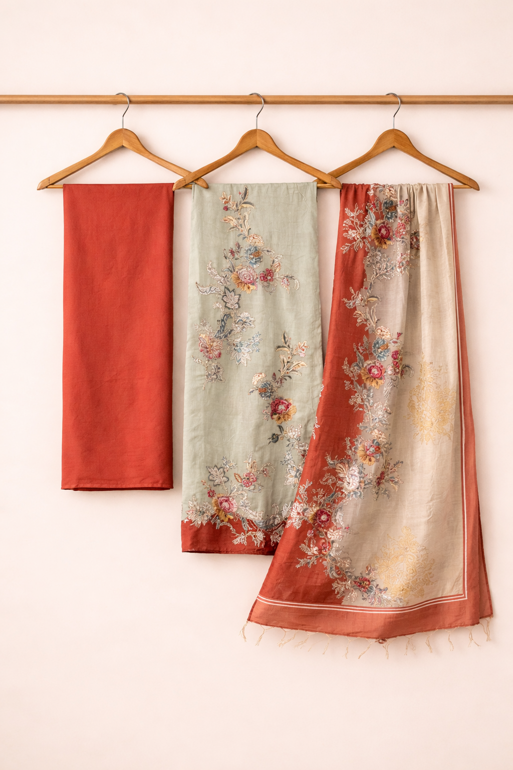 Jam Satin Artisan Unstitched Suit Set