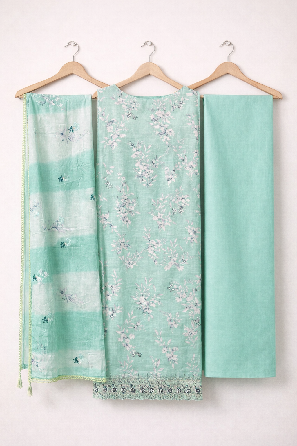 Pushpa Resham Diamond Unstitched Suit Set – Cambric Cotton