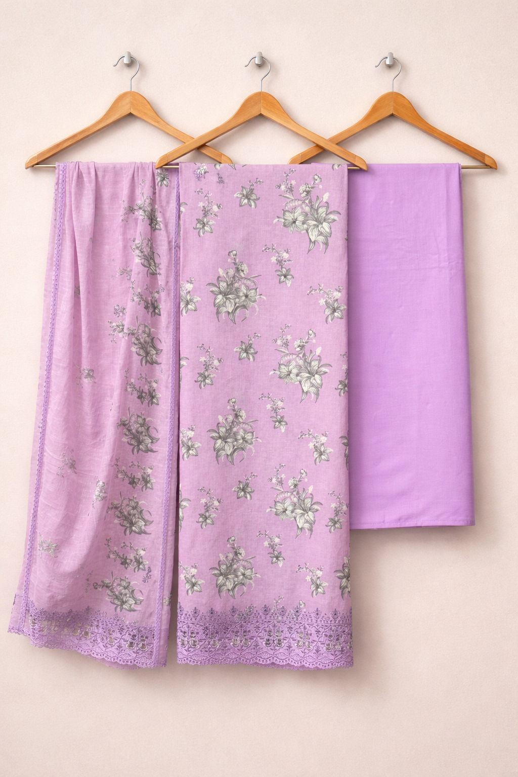 Pushpa Resham Diamond Unstitched Suit Set – Cambric Cotton