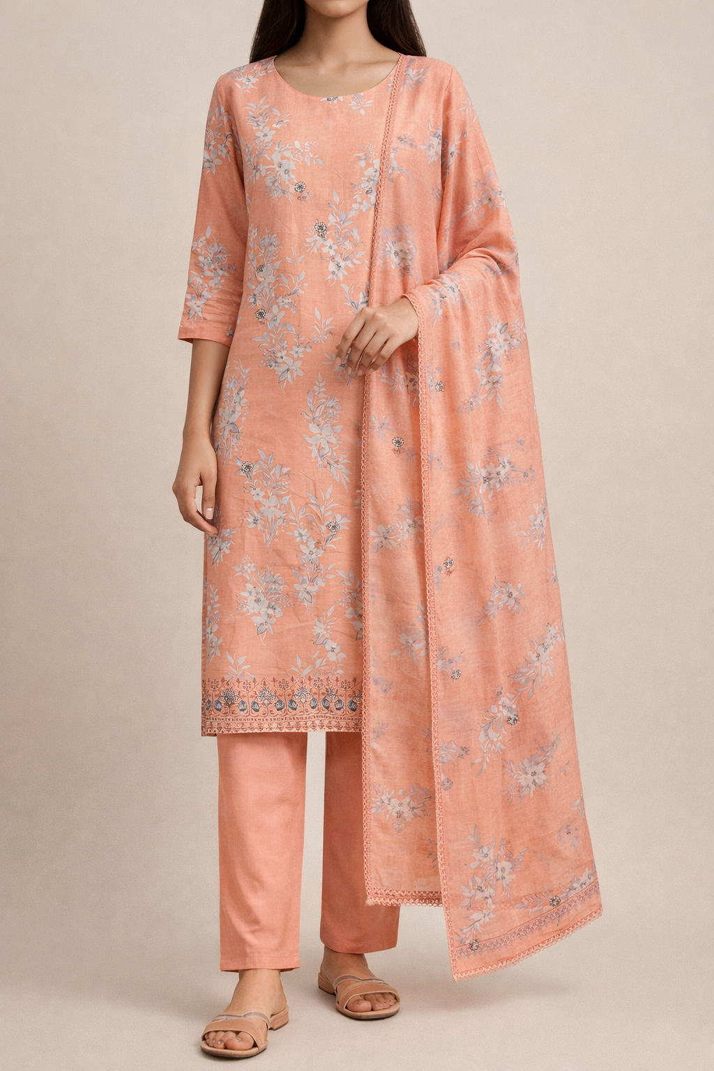 Pushpa Resham Diamond Unstitched Suit Set – Cambric Cotton