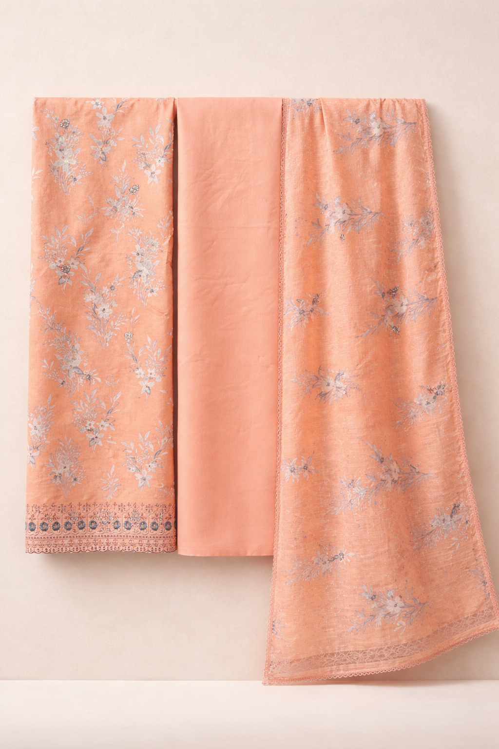 Pushpa Resham Diamond Unstitched Suit Set – Cambric Cotton