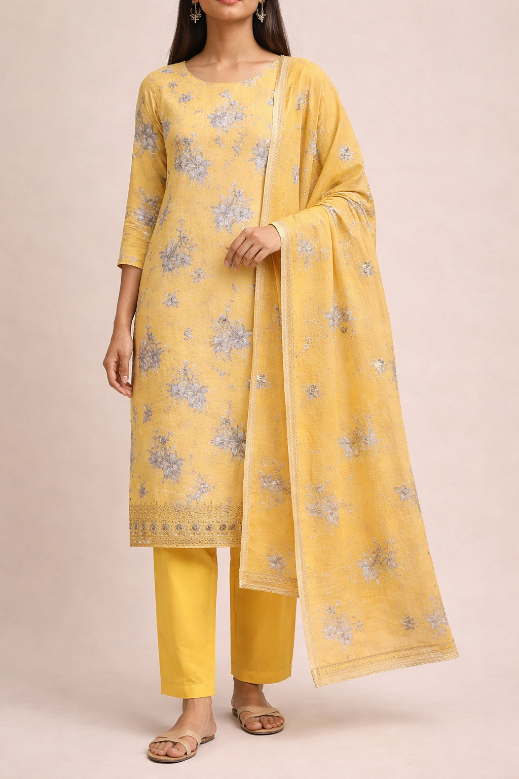 Pushpa Resham Diamond Unstitched Suit Set – Cambric Cotton