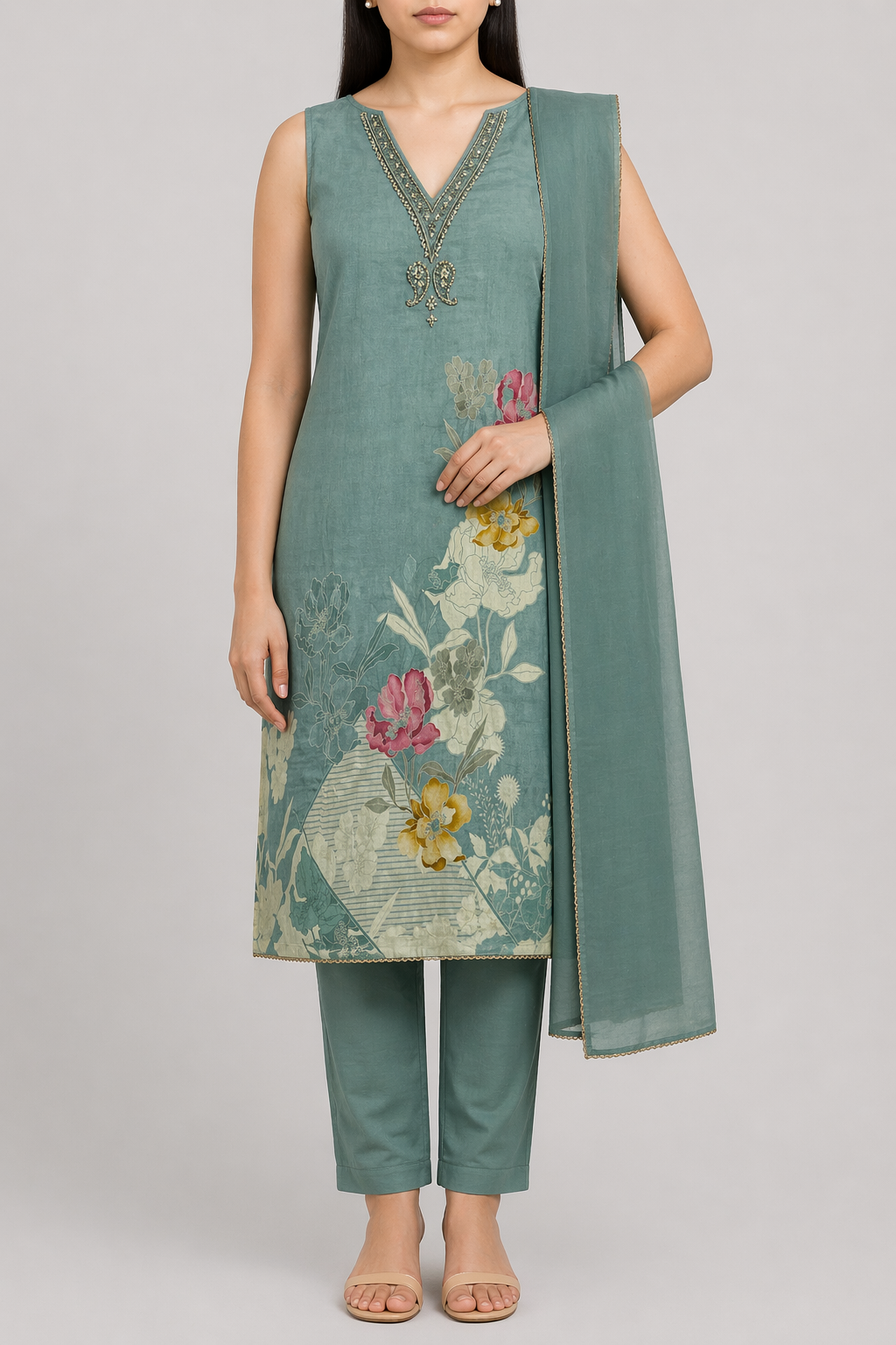 Meadow Bloom Unstitched Suit Set