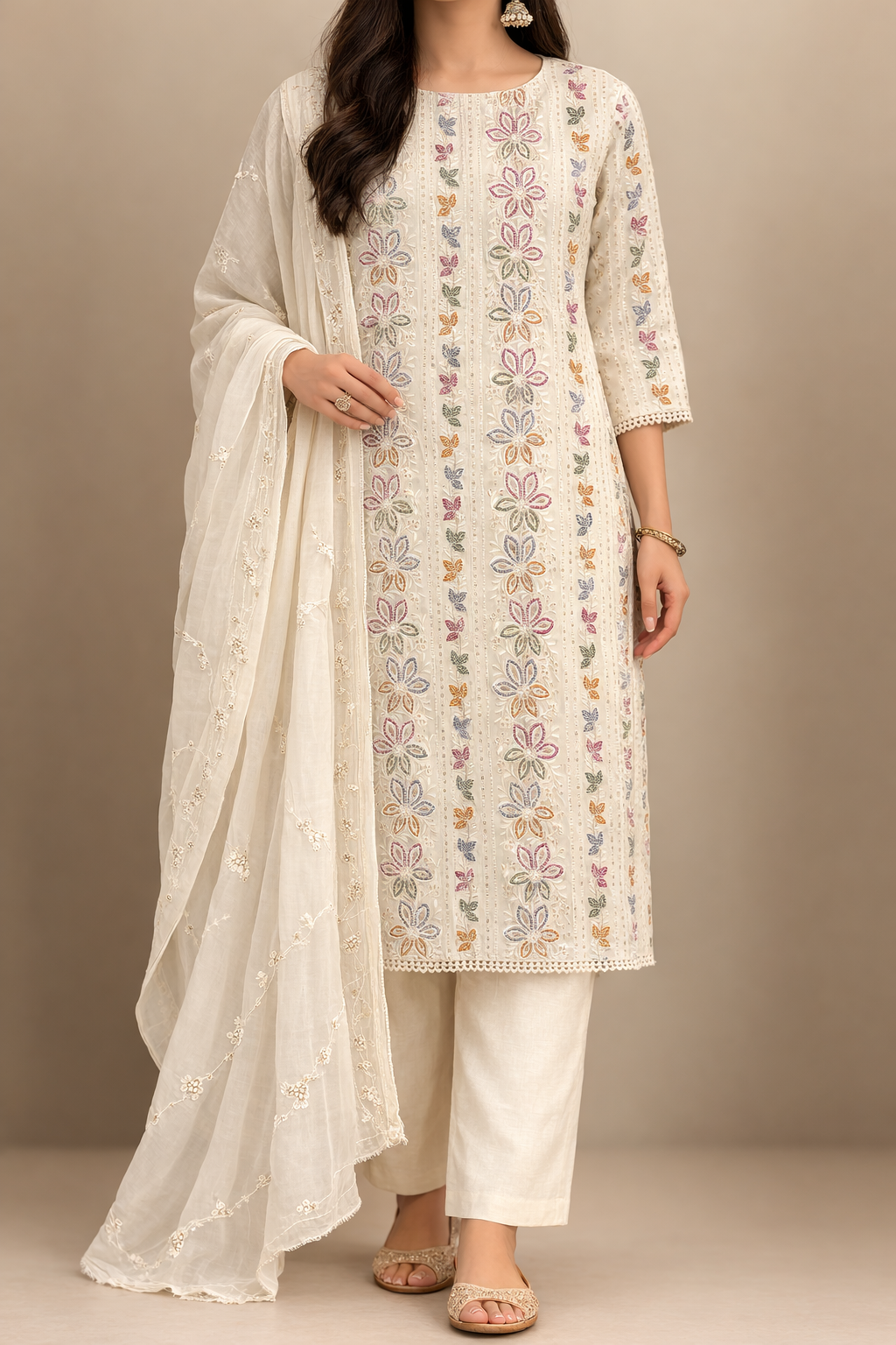 Simmering Cotton Grace Unstitched Suit Set