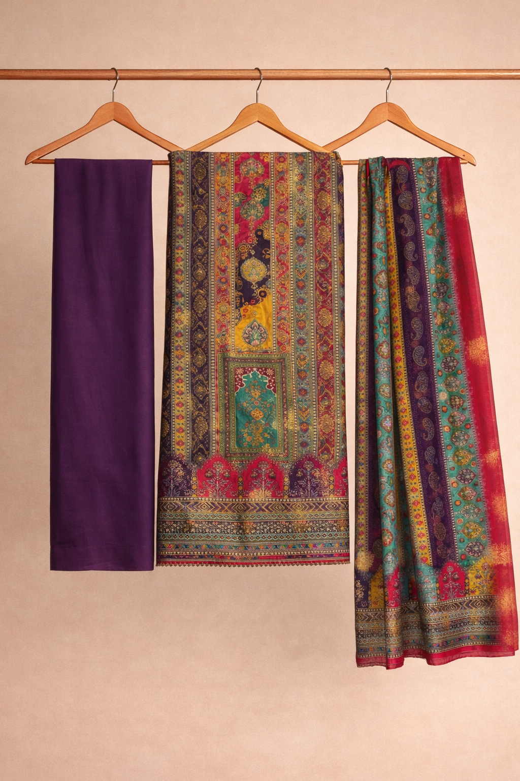 Aari Mirror Dola Unstitched Suit Set