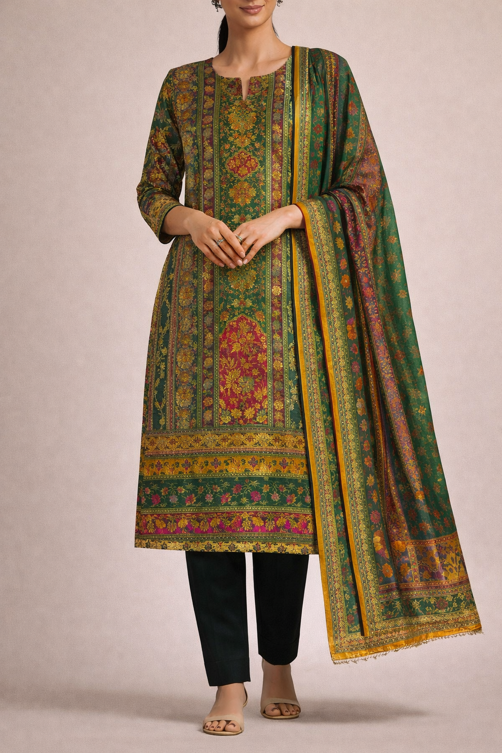 Aari Mirror Dola Unstitched Suit Set