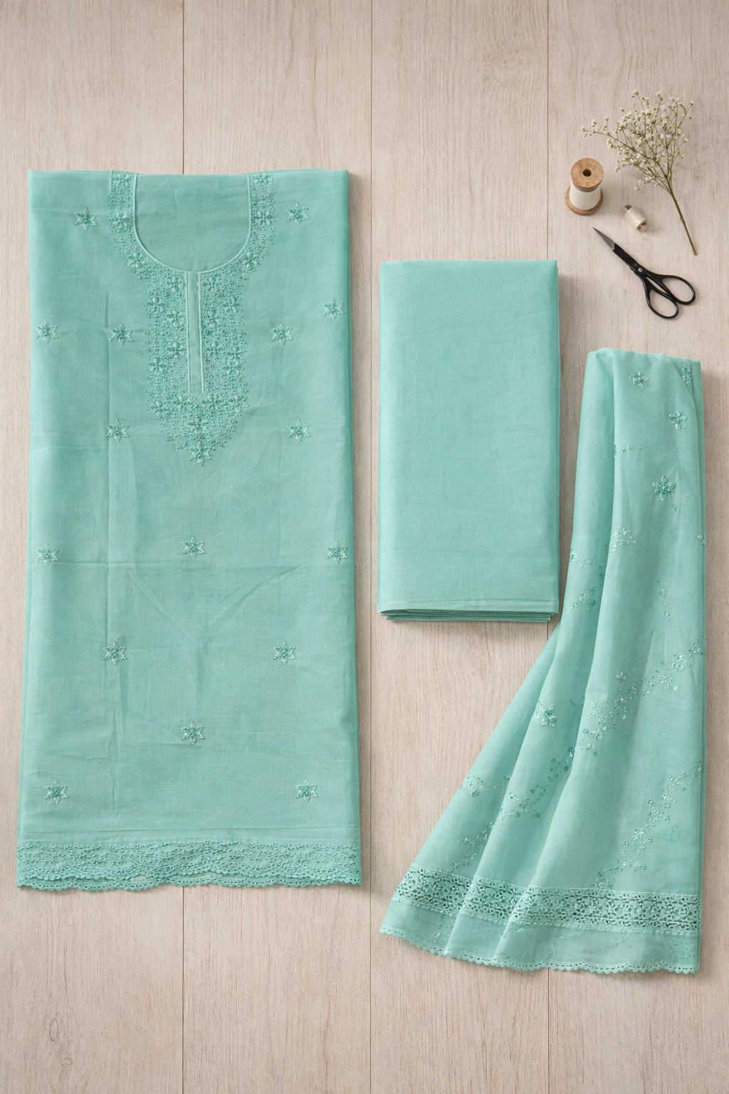Panel Embroidery Unstitched Suit Set