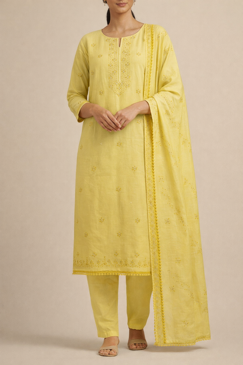 Panel Embroidery Unstitched Suit Set
