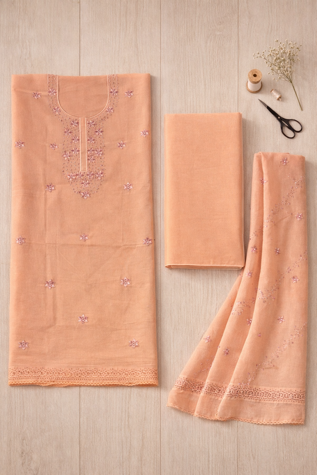 Panel Embroidery Unstitched Suit Set
