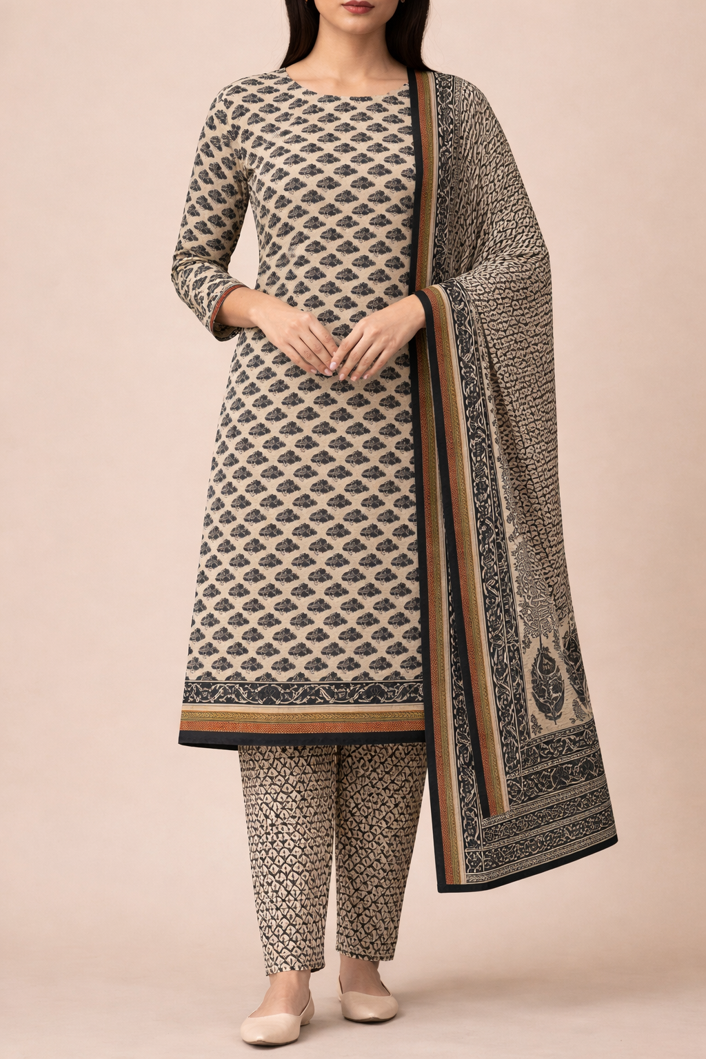 Classic Maheshwari Cotton Unstitched Suit Set