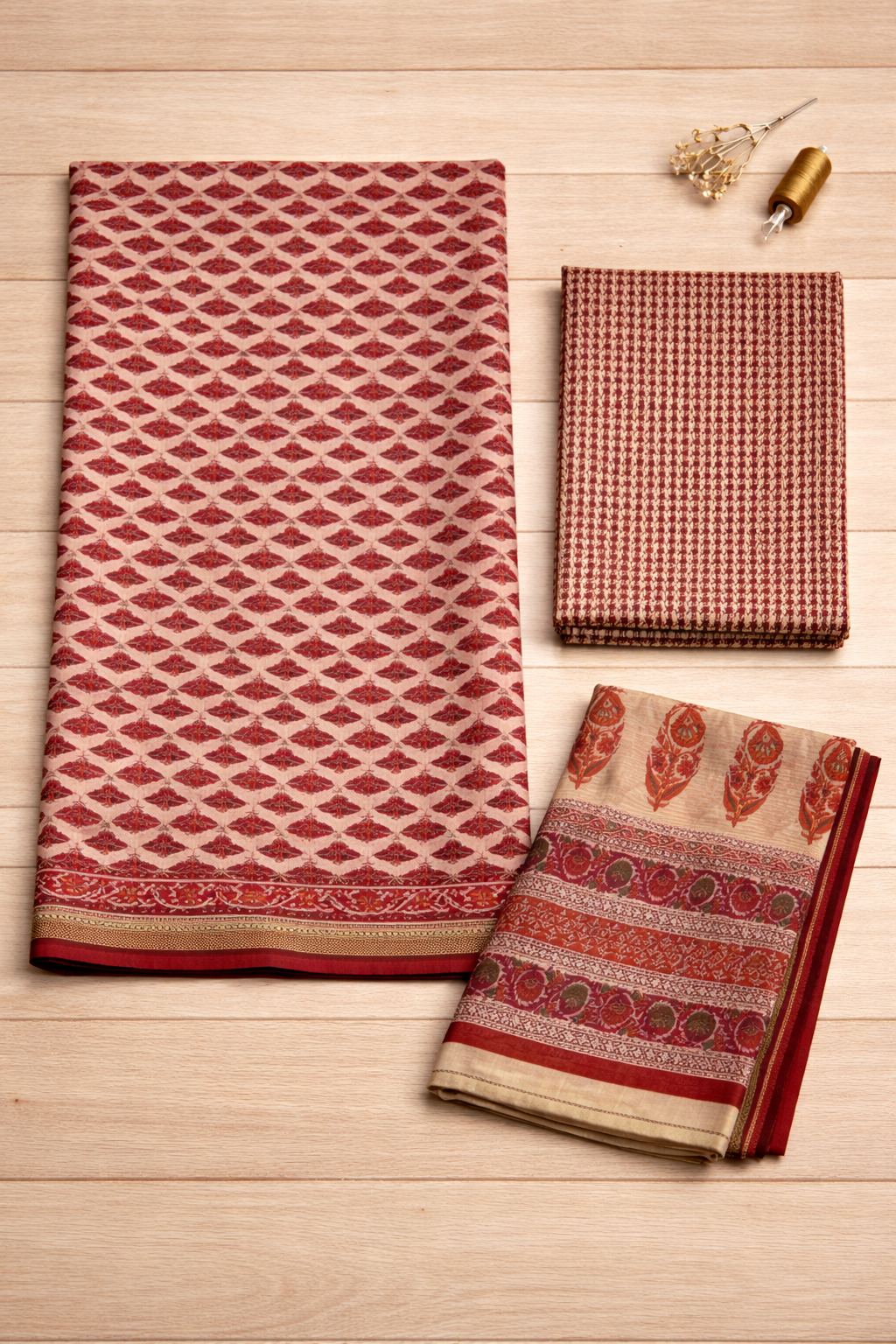 Classic Maheshwari Cotton Unstitched Suit Set