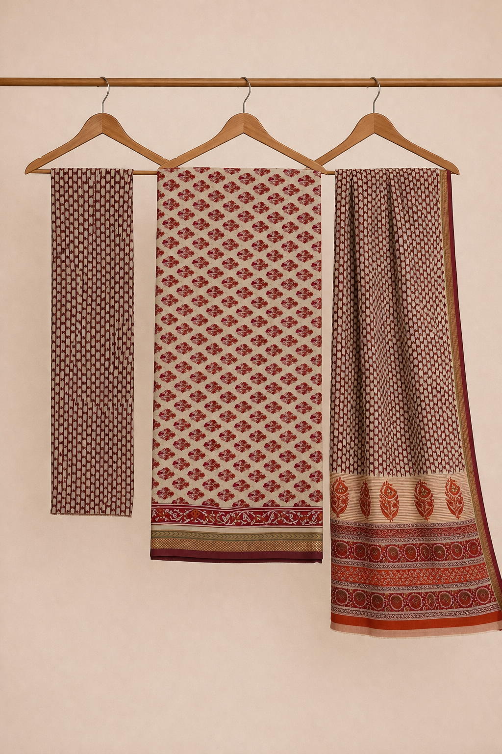Classic Maheshwari Cotton Unstitched Suit Set