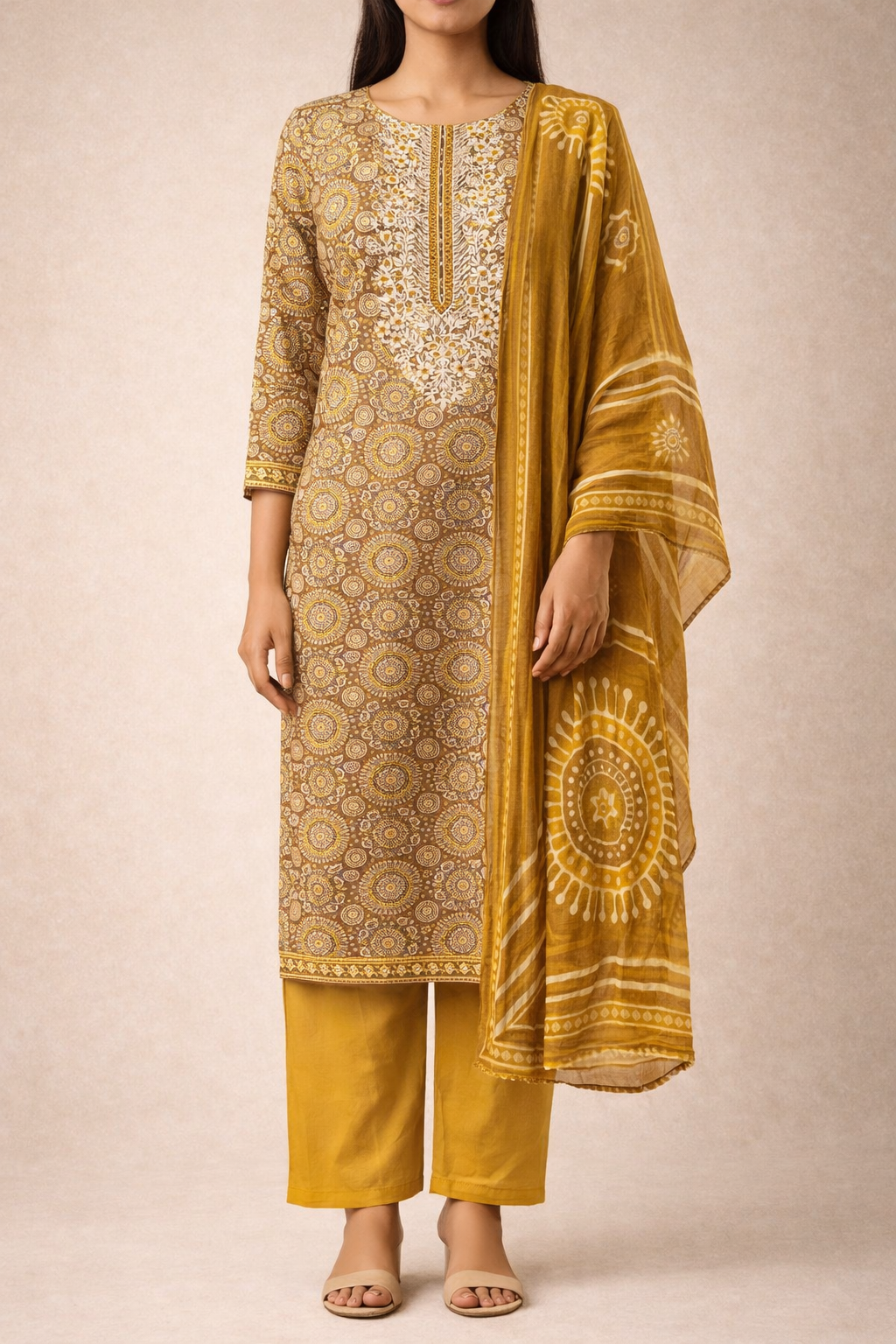 Mandala Rayon Heritage Unstitched Suit Set