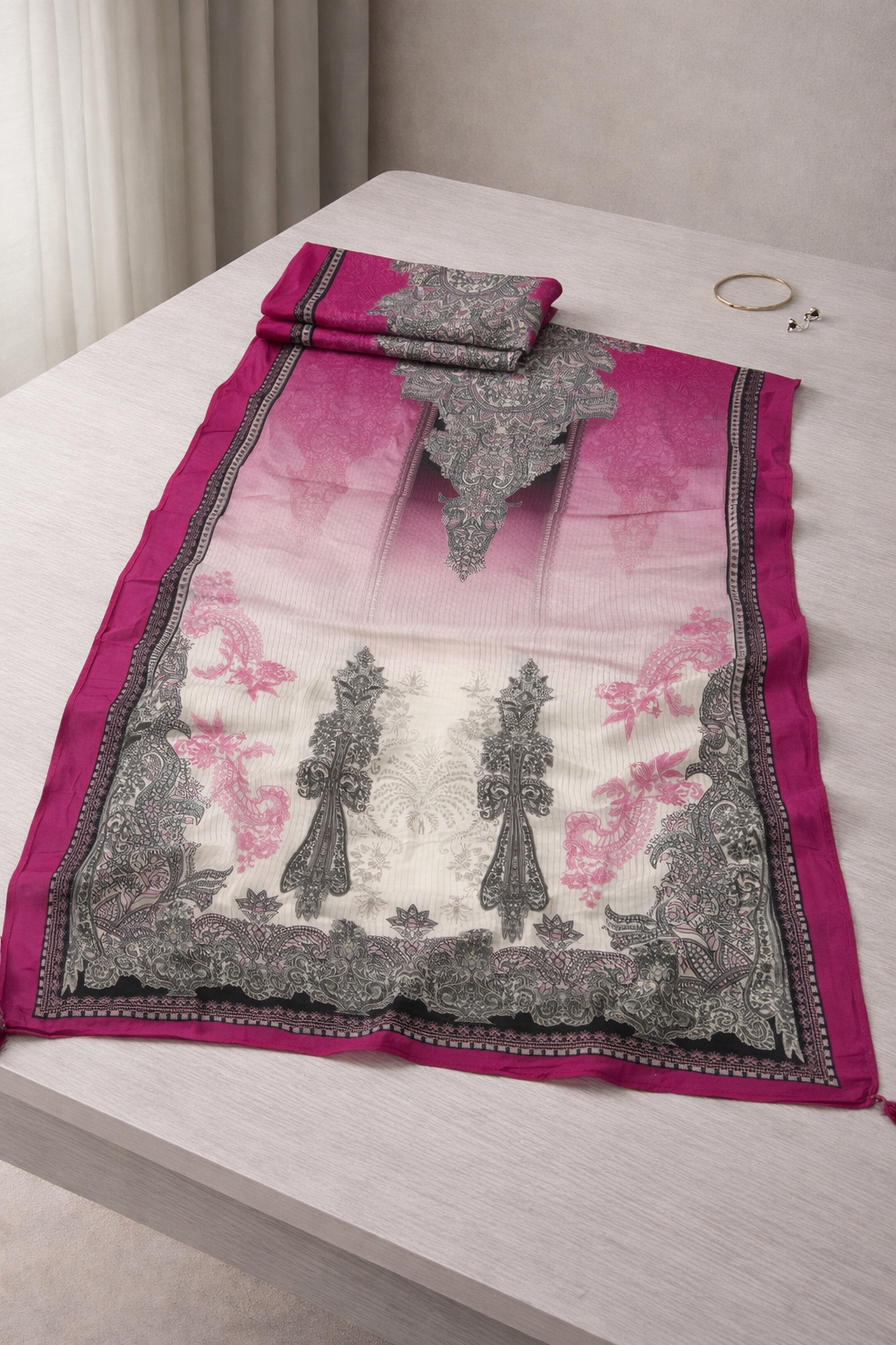 Noor Pure Muslin Unstitched Suit Set