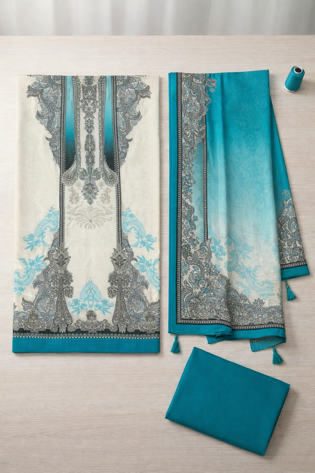 Noor Pure Muslin Unstitched Suit Set