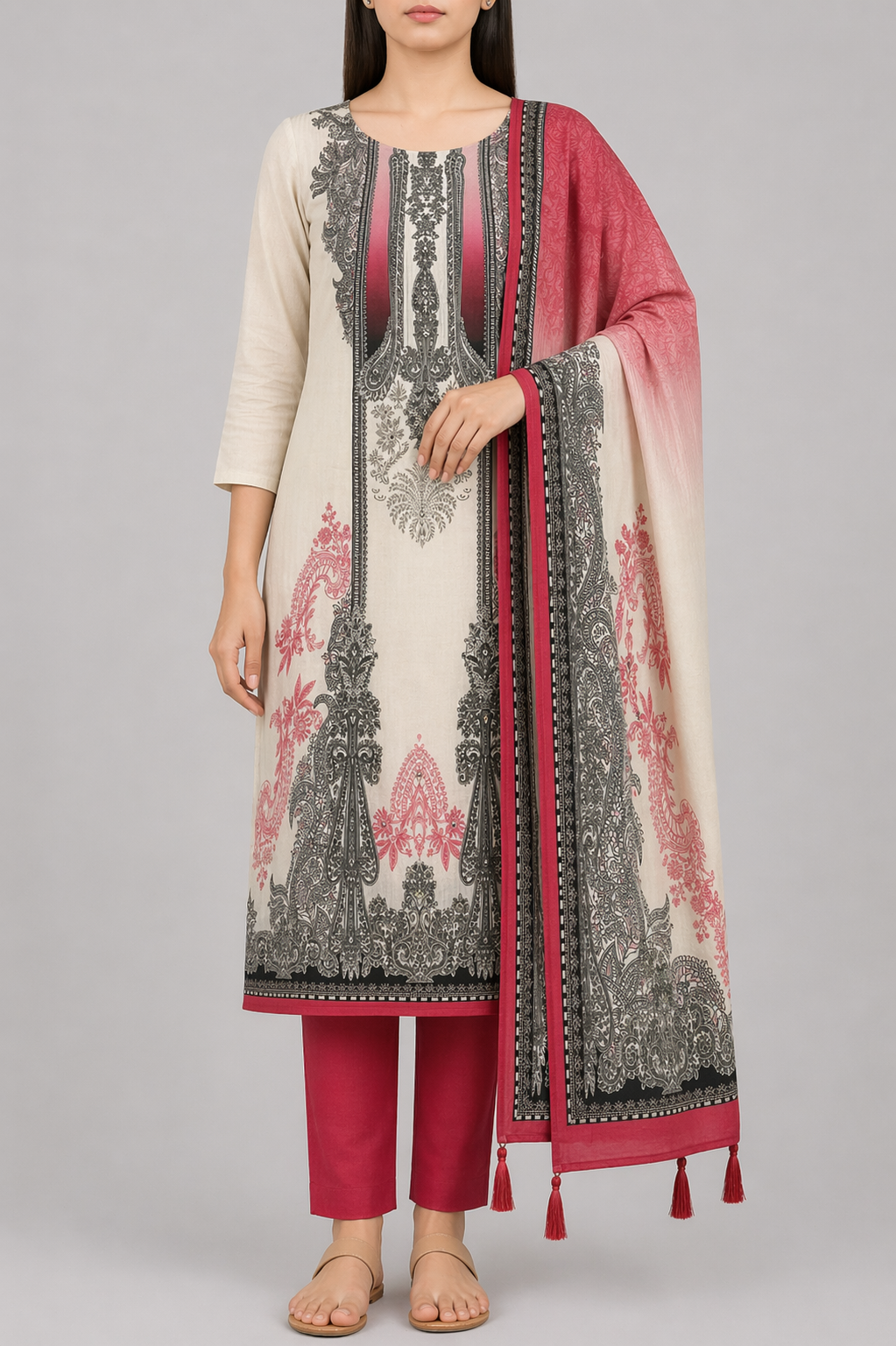 Noor Pure Muslin Unstitched Suit Set