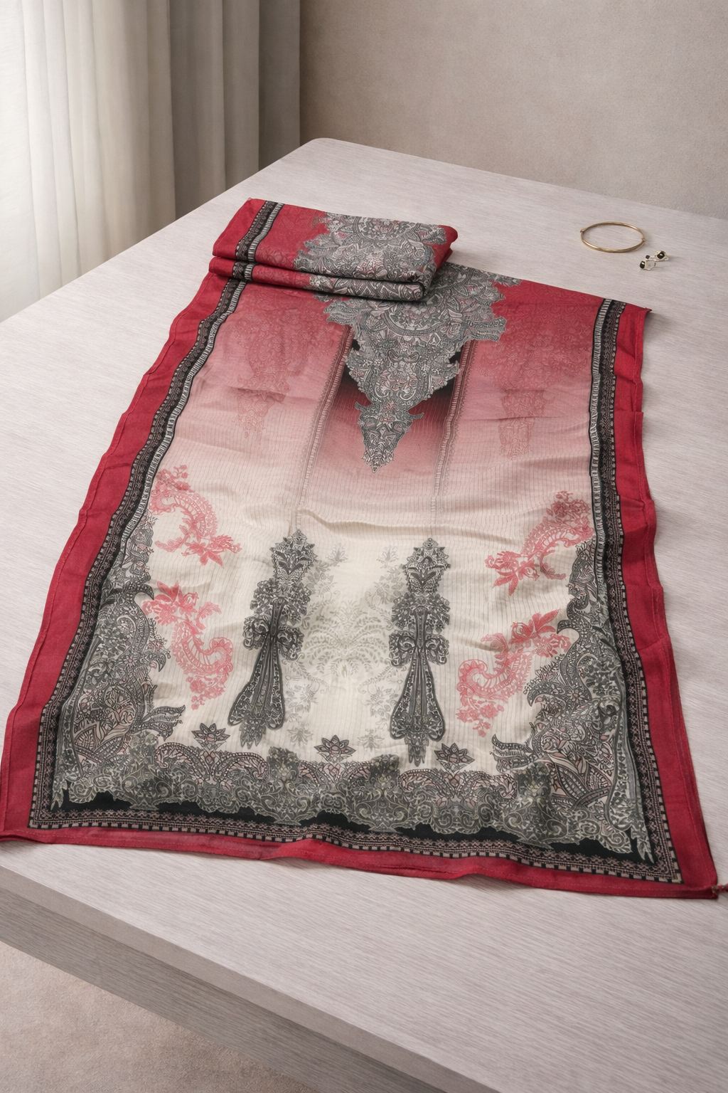 Noor Pure Muslin Unstitched Suit Set