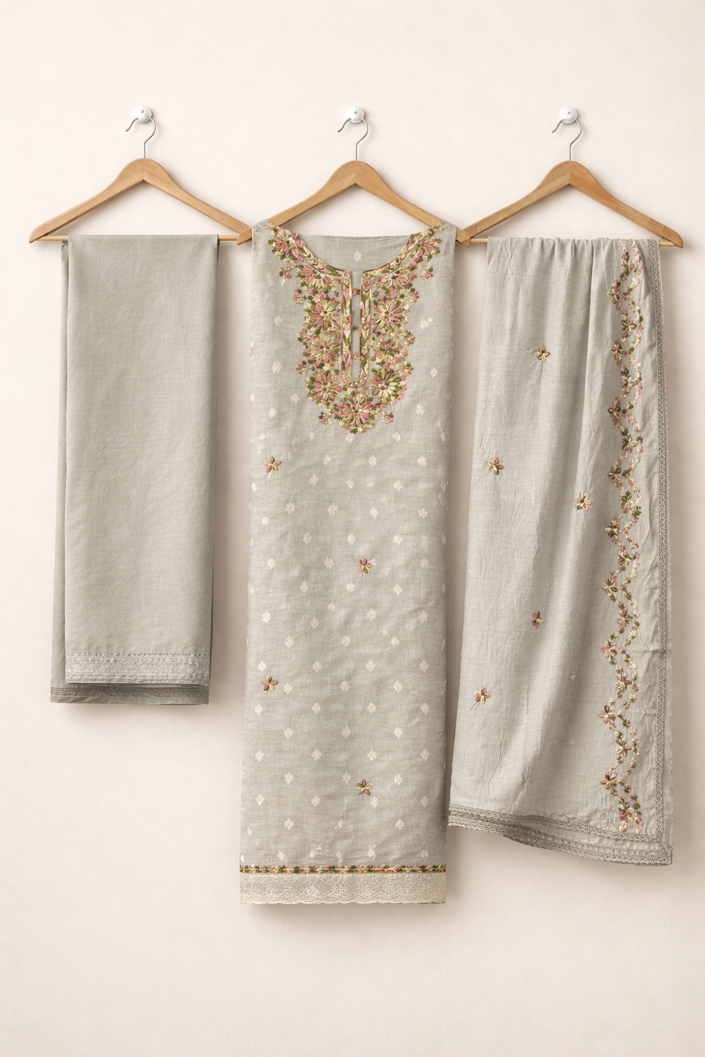 Banarasi Resham Embroidery Unstitched Suit Set