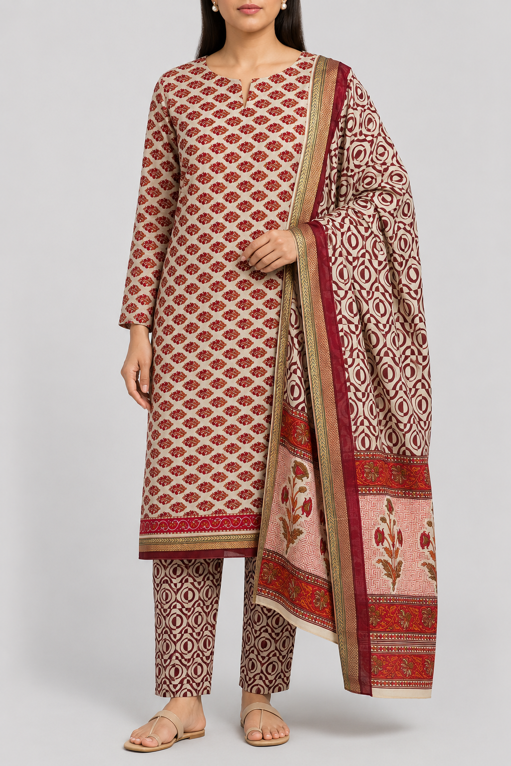 Saiyara  Classic Maheshwari Cotton Unstitched Suit Set