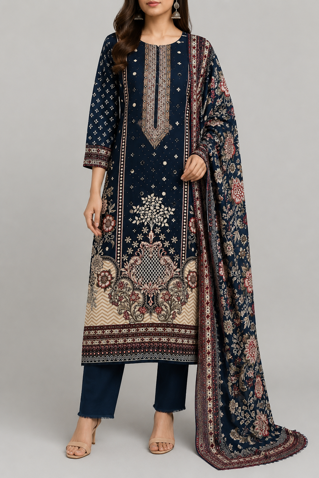 N.G. Runes Rayon Stone Work Dress Material