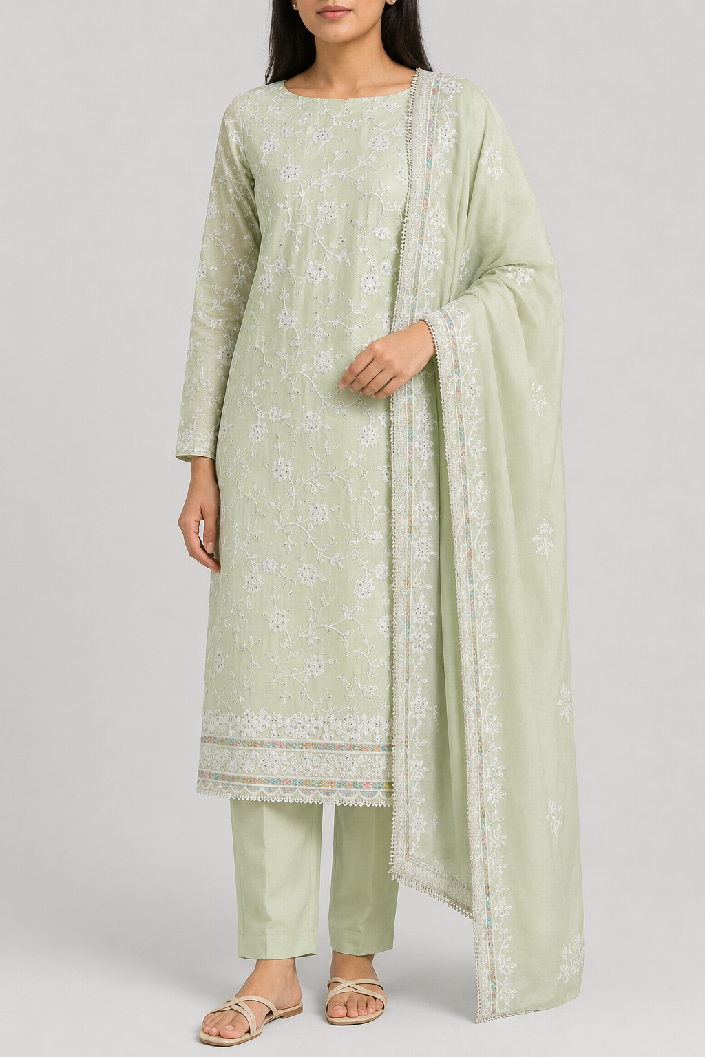 Malika – Cotton Embroidery Suit Set