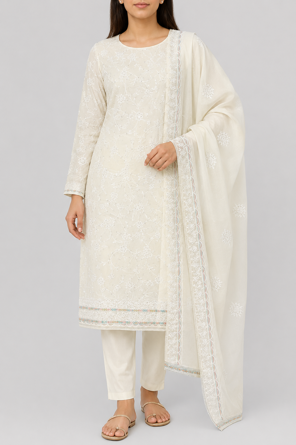 Malika – Cotton Embroidery Suit Set