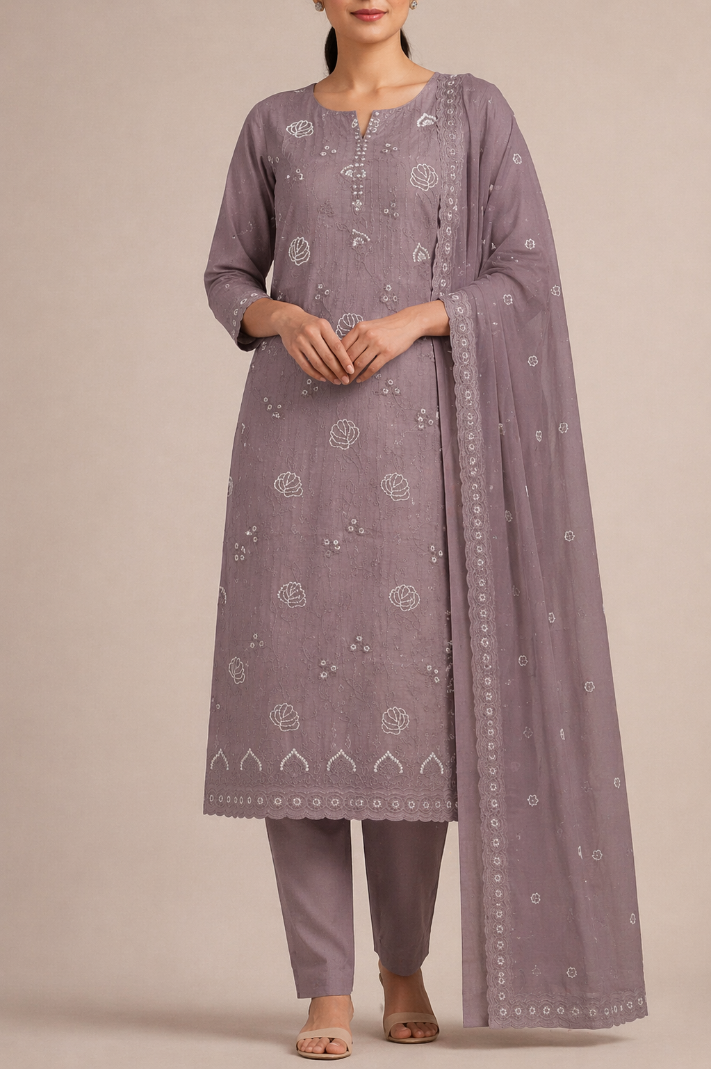 Noor Embroidered Cotton Unstitched Suit Set