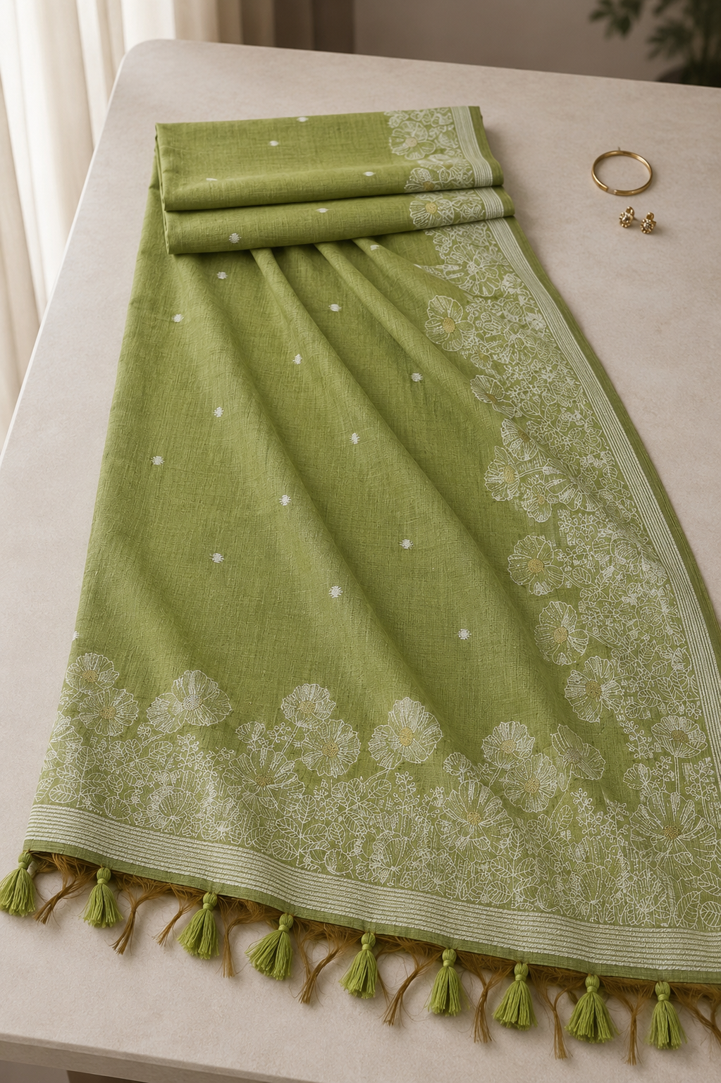 Olive Mist Jamdani Set