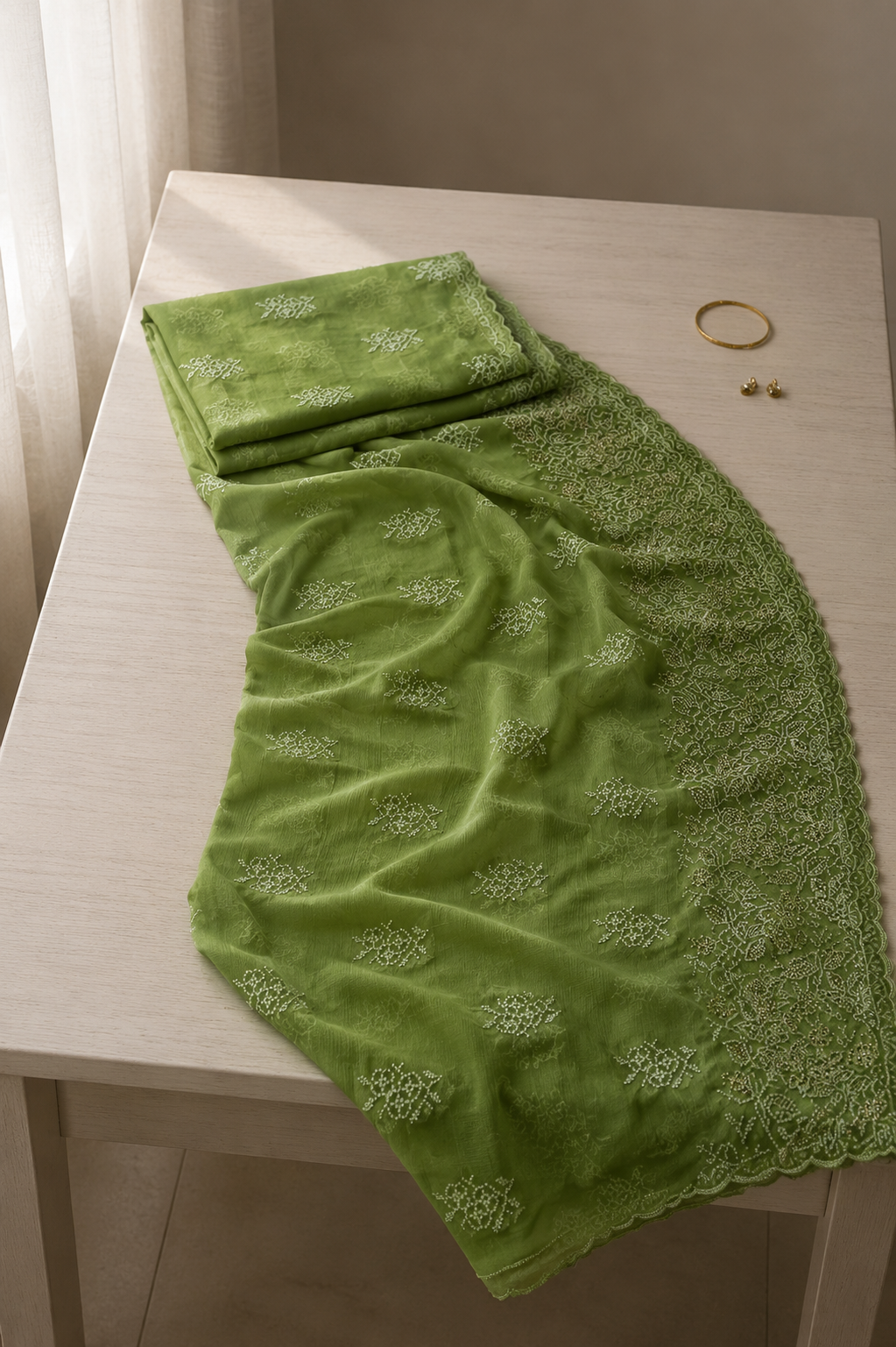 Garden Embroidered Tissue Silk Suit Set