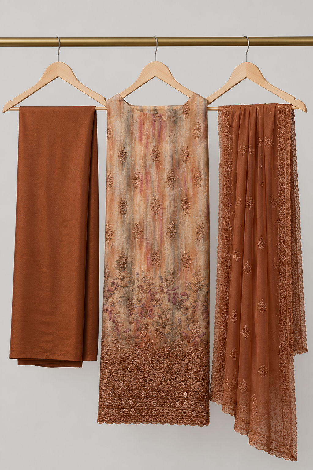 Garden Embroidered Tissue Silk Suit Set