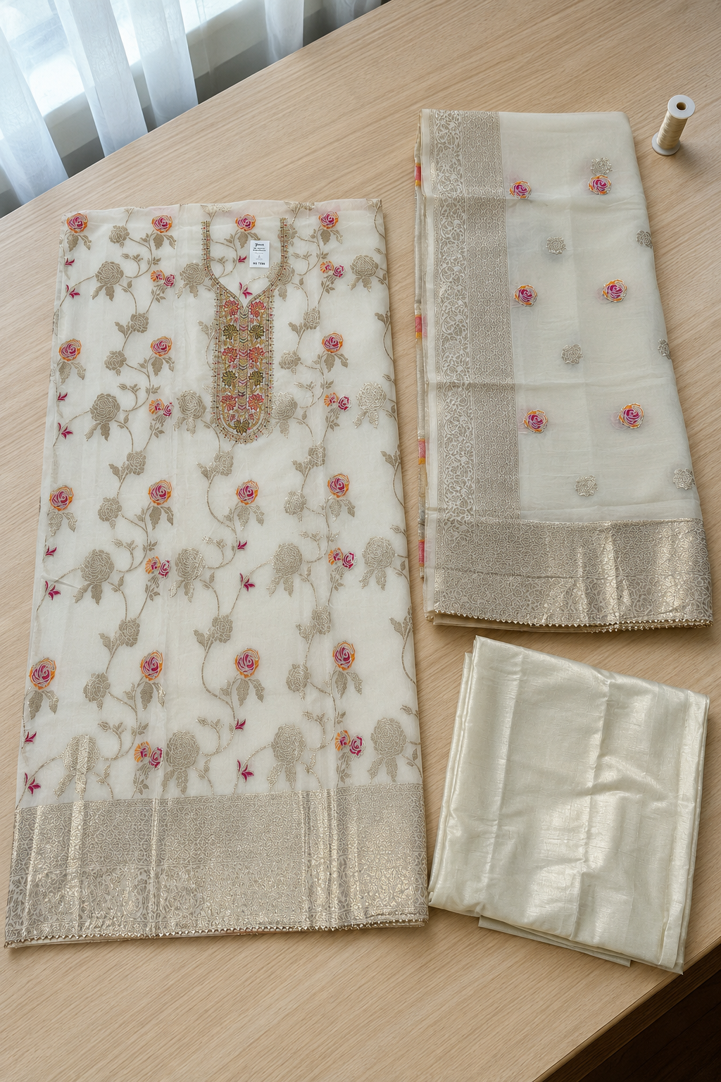 Chanderi Embroidered Dress Material