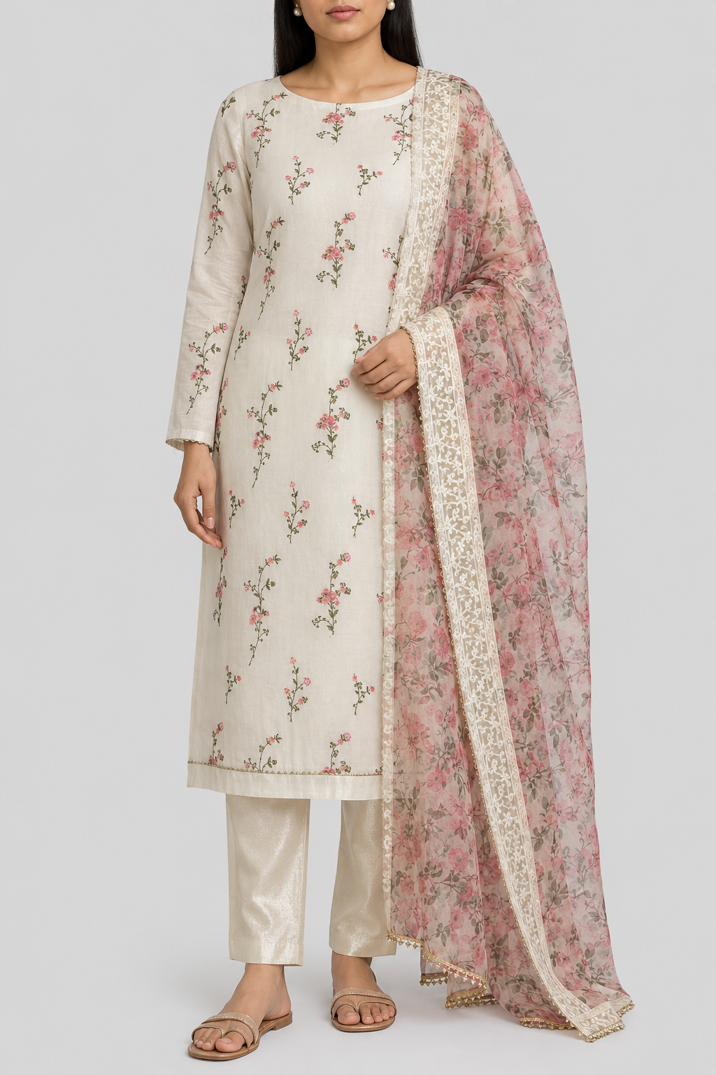 Chanderi Embroidered Dress Material