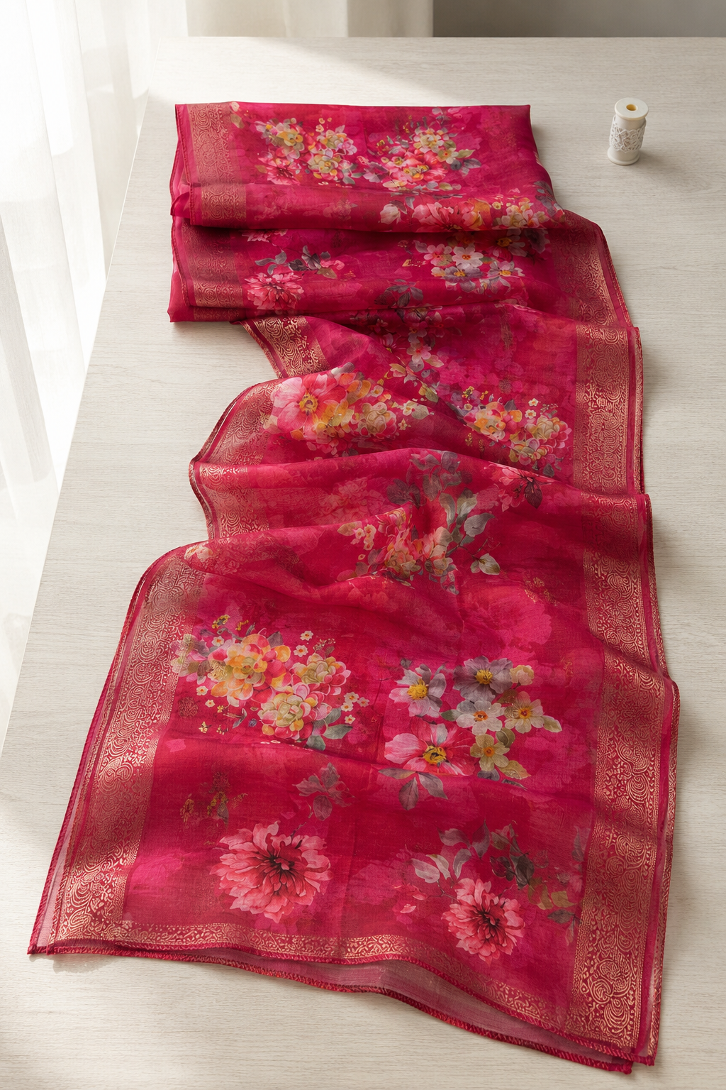 Roman Silk with Multi colour embroidery