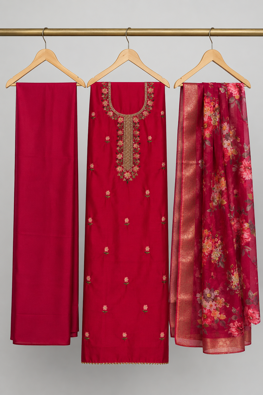 Roman Silk with Multi colour embroidery