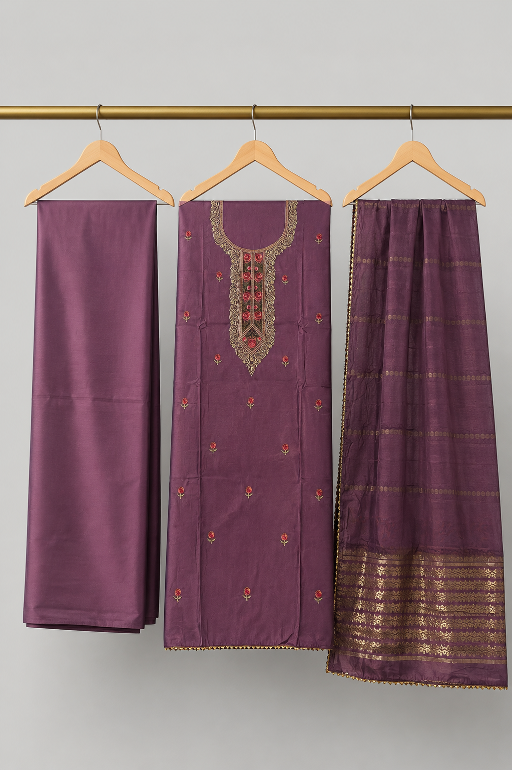 Roman Silk with Multi colour embroidery