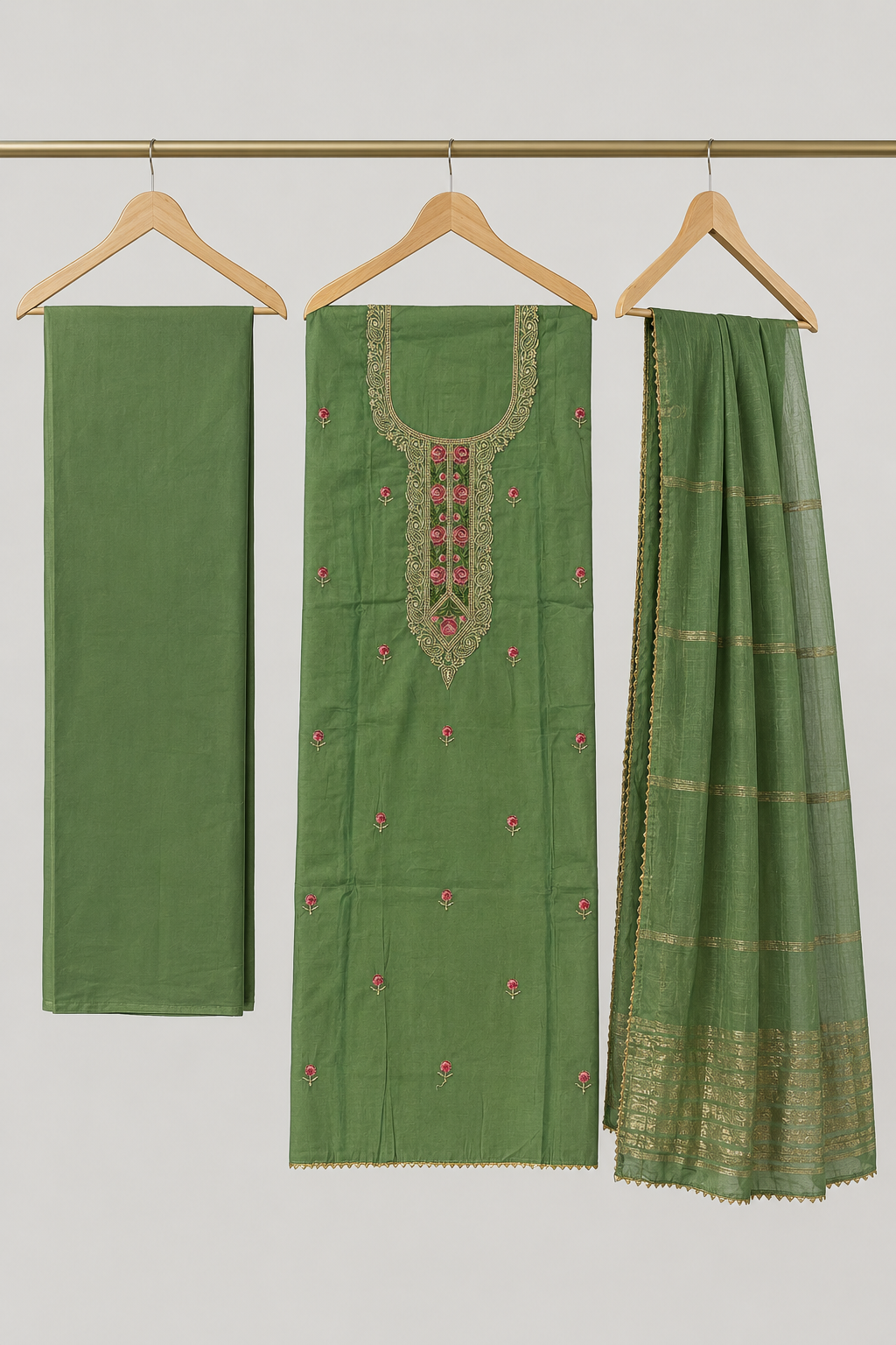 Roman Silk with Multi colour embroidery